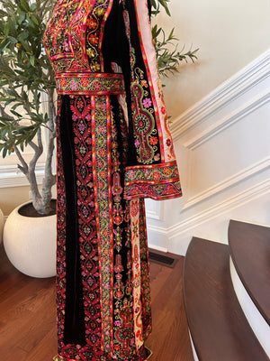 Black Velvet Tatreez Embroidered Thobe