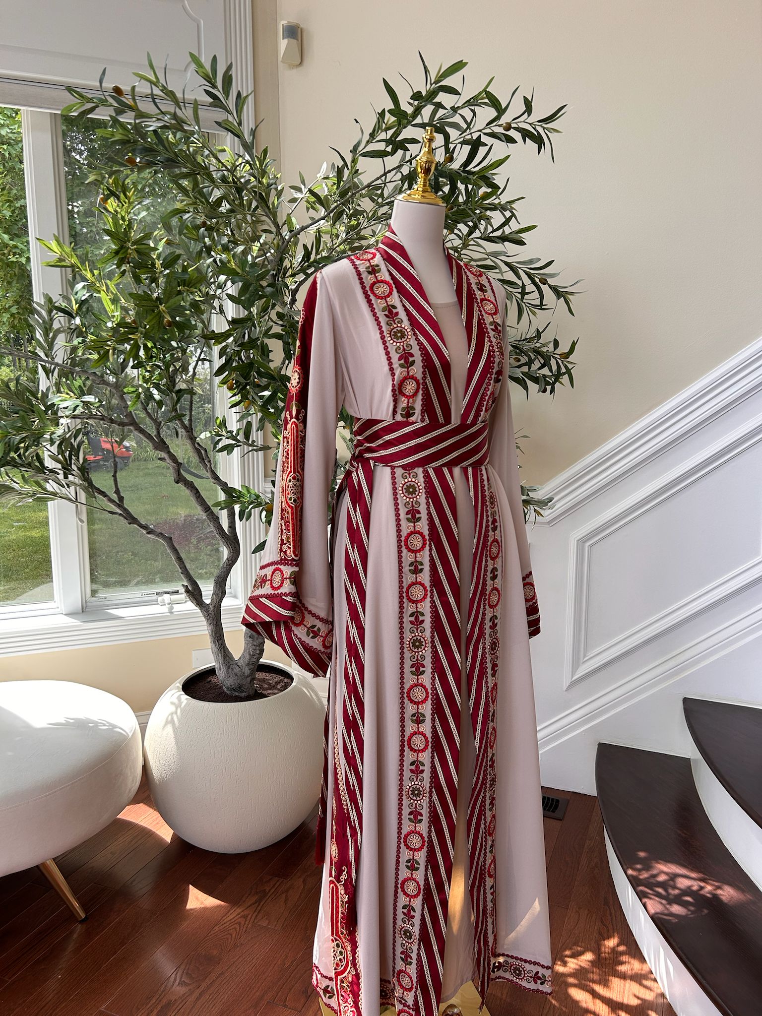 Cream Tatreez Two Piece Thobe