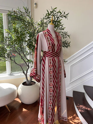 Cream Tatreez Two Piece Thobe