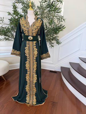 Green Royale Beaded Stone Kuftan