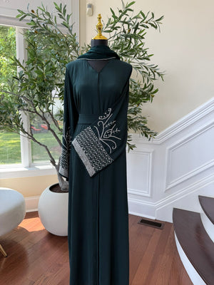 Emerald Green Sleeve Charm Abaya
