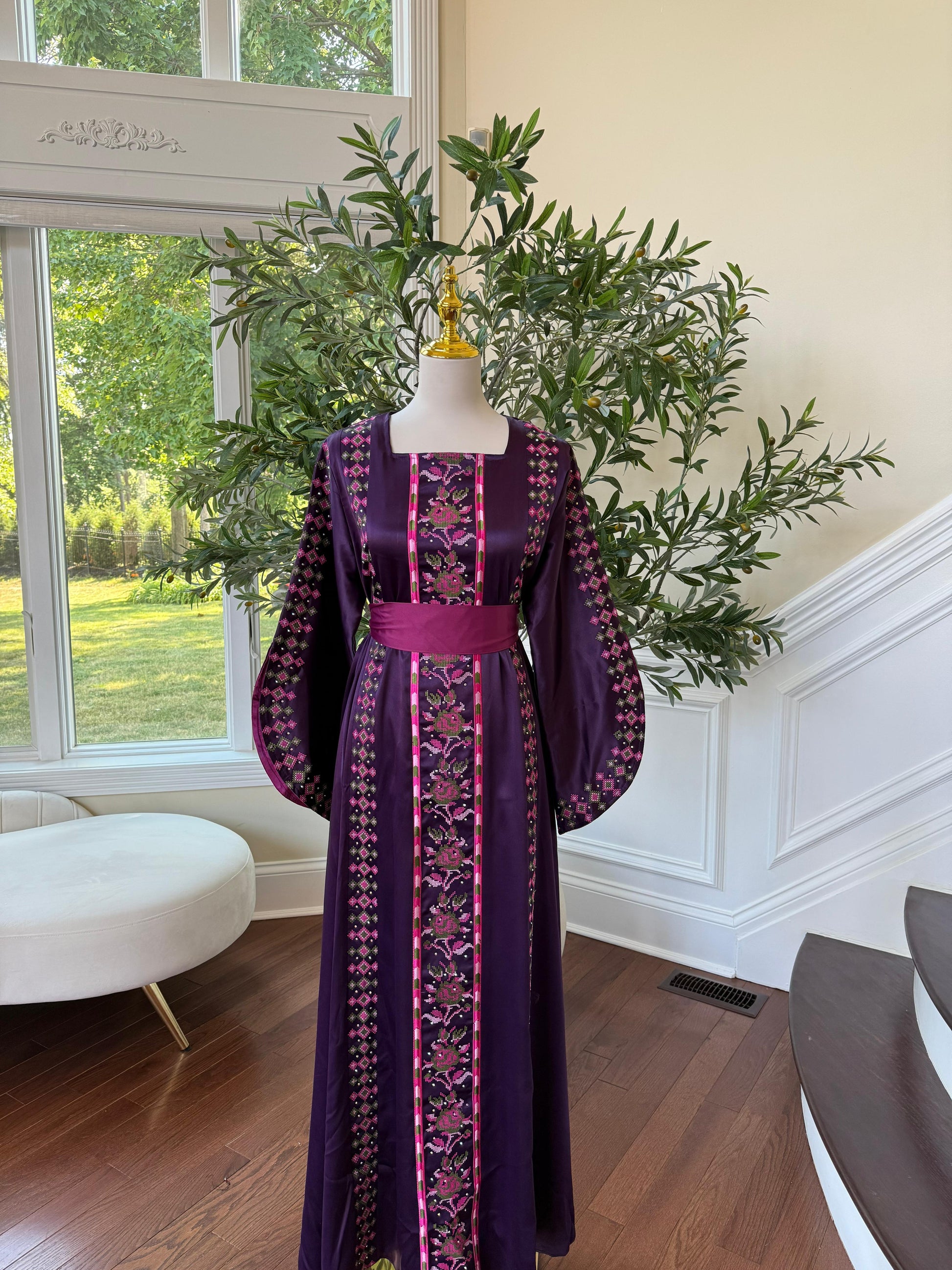 Purple Satin Tatreez Thobe