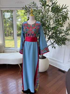 Blue Embroidery Tatreez Thobe