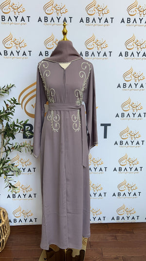 Purple Silver Bloom Abaya