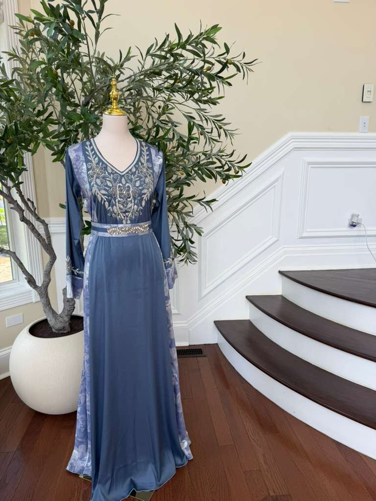 Ocean Breeze Embroidery Beaded Kuftan