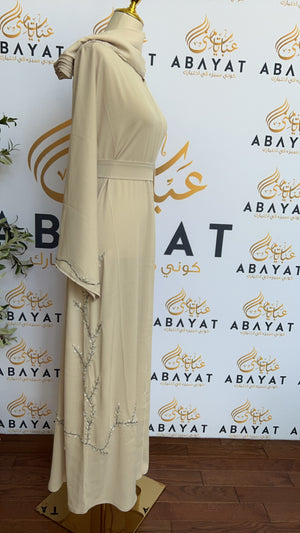 Light Cream Floral Abaya