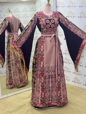 Heritage Bloom Palestinian Thobe – Pink Rose Edition