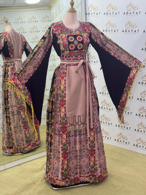 Heritage Bloom Palestinian Thobe – Pink Rose Edition