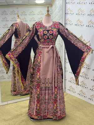 Heritage Bloom Palestinian Thobe – Pink Rose Edition