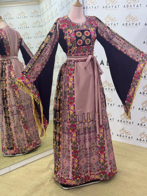 Heritage Bloom Palestinian Thobe – Pink Rose Edition
