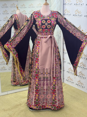 Heritage Bloom Palestinian Thobe – Pink Rose Edition