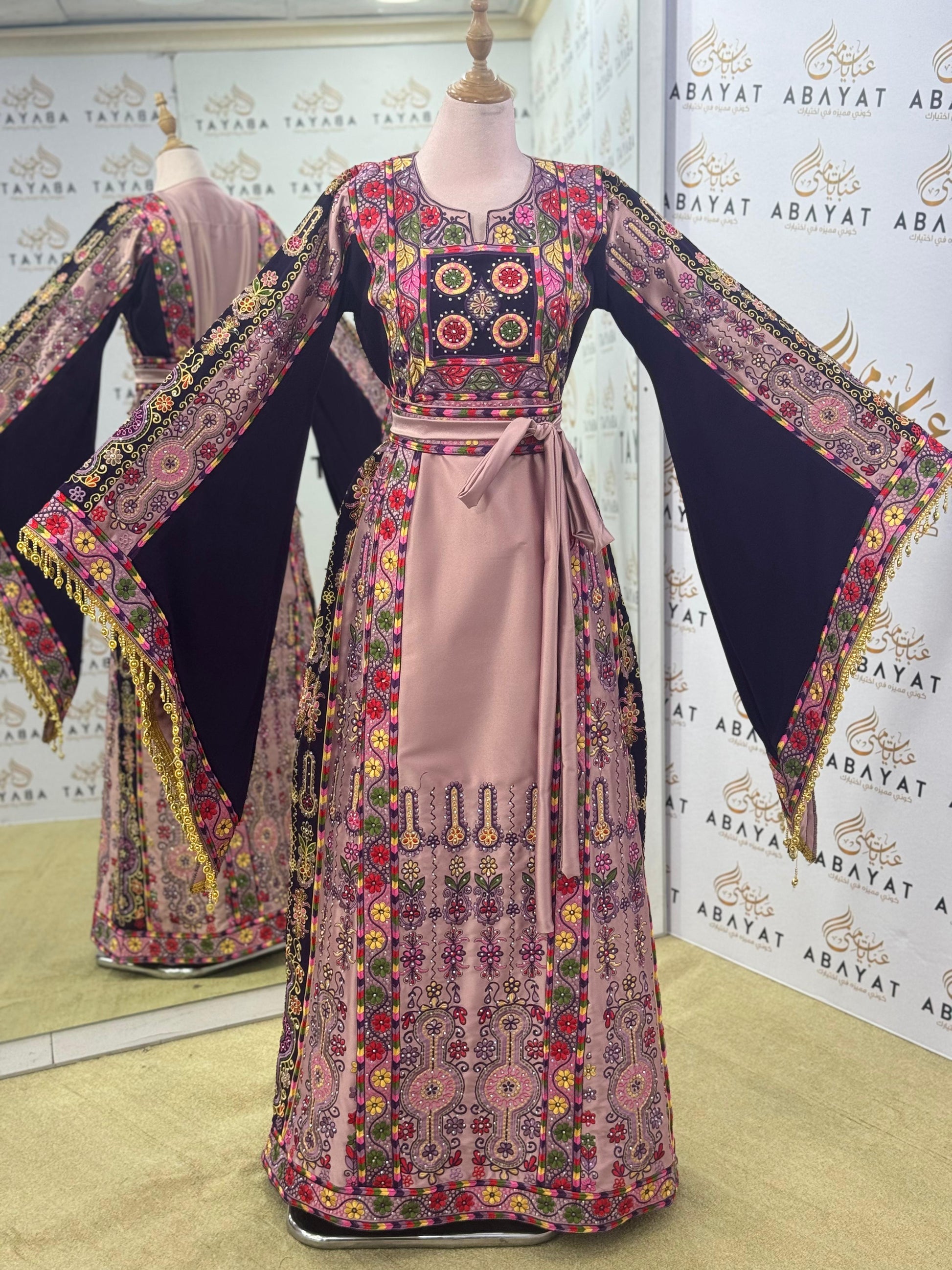 Heritage Bloom Palestinian Thobe – Pink Rose Edition