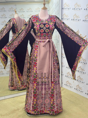Heritage Bloom Palestinian Thobe – Pink Rose Edition