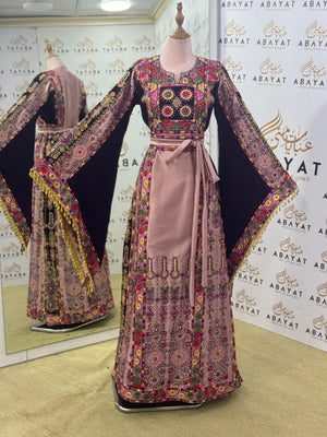 Heritage Bloom Palestinian Thobe – Pink Rose Edition