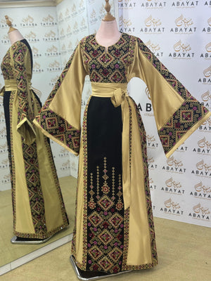 Golden Heritage Palestinian Thobe – Gold & Black