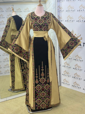 Golden Heritage Palestinian Thobe – Gold & Black
