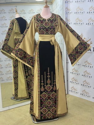 Golden Heritage Palestinian Thobe – Gold & Black