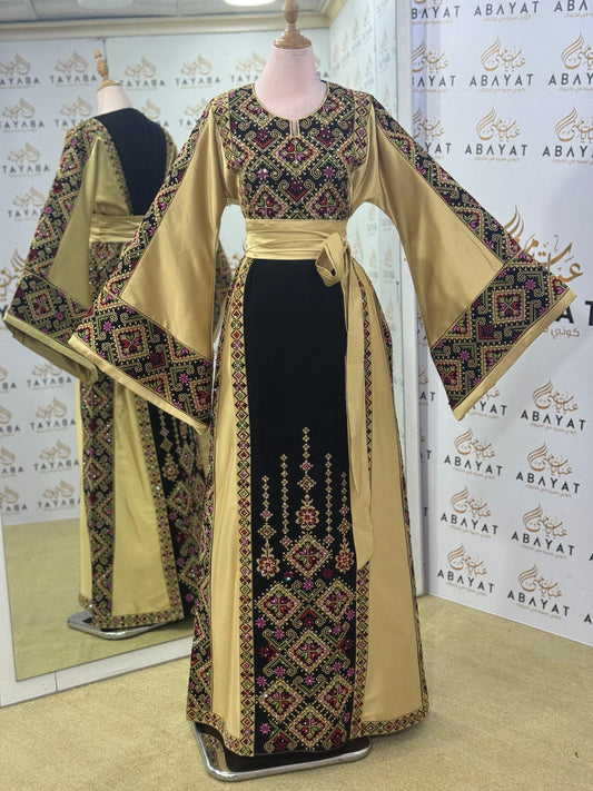 Golden Heritage Palestinian Thobe – Gold & Black