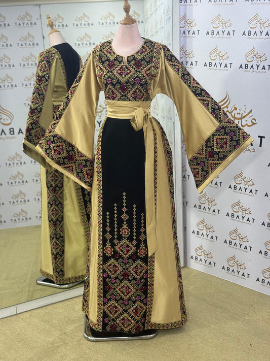 Golden Heritage Palestinian Thobe – Gold & Black