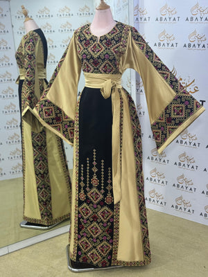 Golden Heritage Palestinian Thobe – Gold & Black