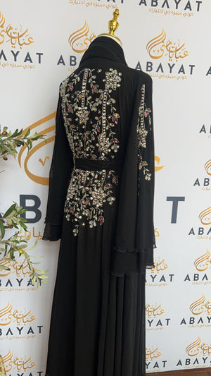 Elegant Black Ruffles Sequence Abaya