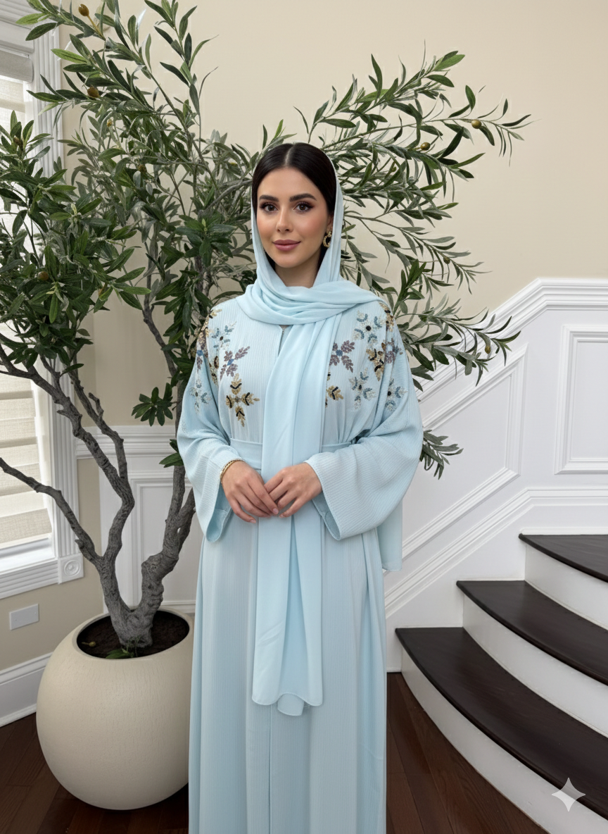 Ocean Breeze Beaded Abaya