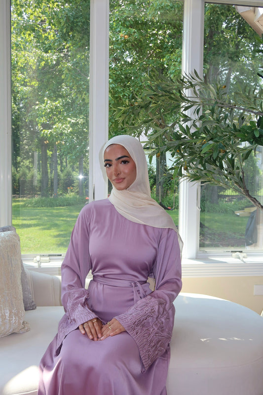 Pink Floral Sleeve Abaya