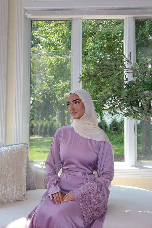 Pink Floral Sleeve Abaya