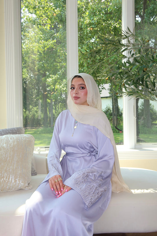 Purple Floral Sleeve Essence Abaya