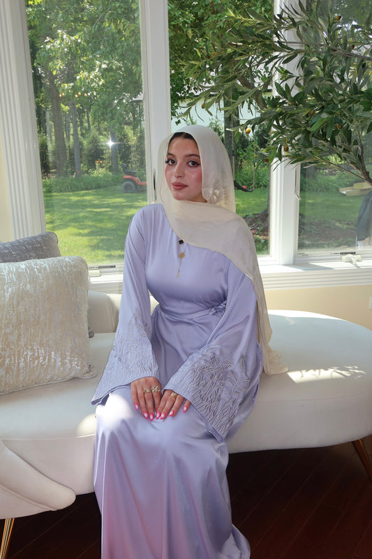 Purple Floral Sleeve Essence Abaya