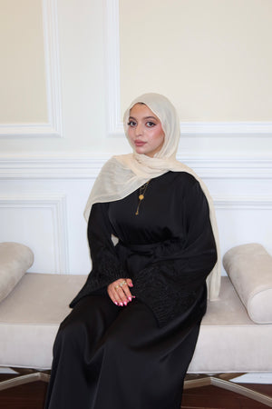 Black Floral Sleeve Abaya