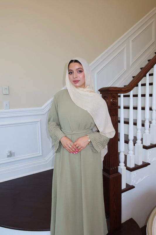 Olive Sleeve Kuffieya Abaya