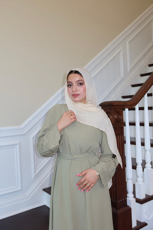 Olive Sleeve Kuffieya Abaya