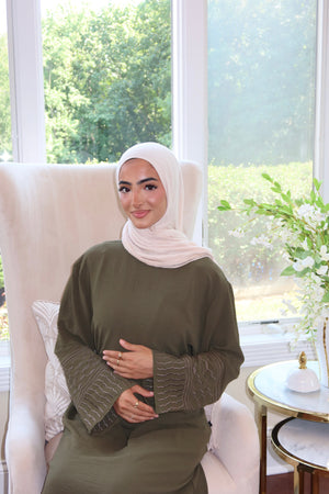 Dark Green Kuffieya Sleeve Abaya