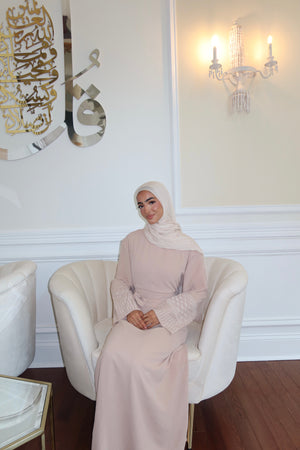 Peach Kuffieya Sleeve Abaya
