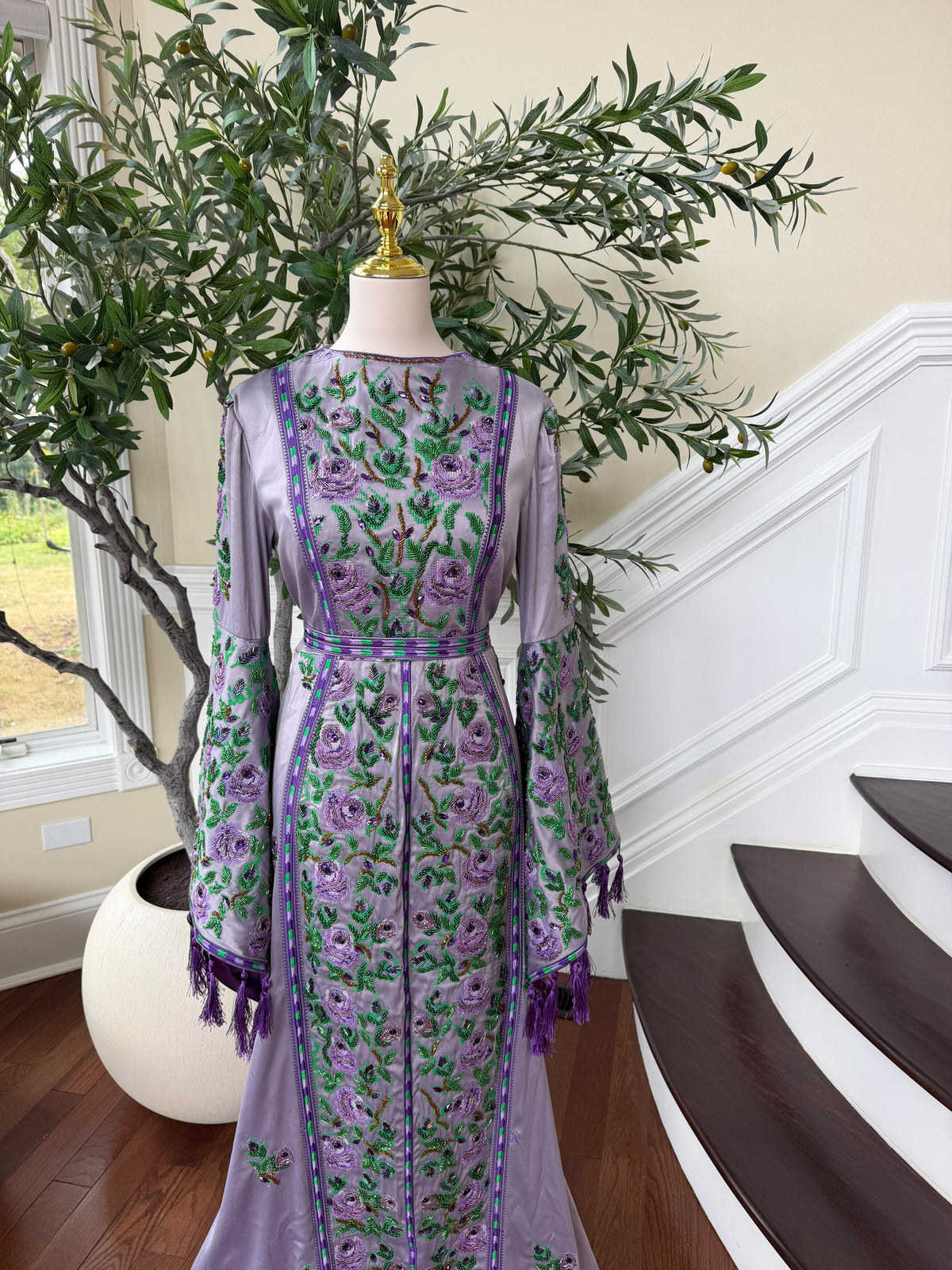 Purple satin thobe (scarf not included)