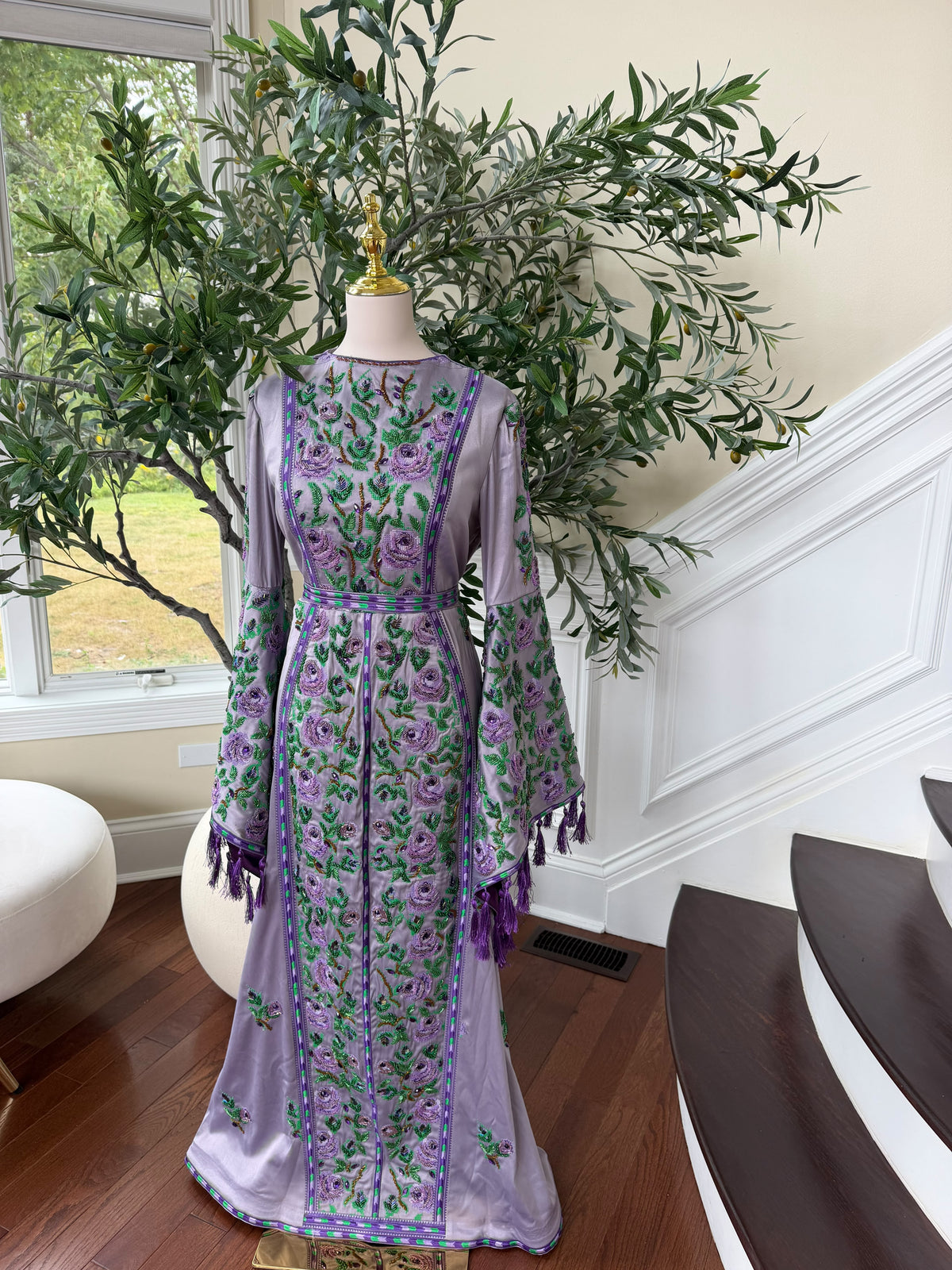 Purple satin thobe (scarf not included)