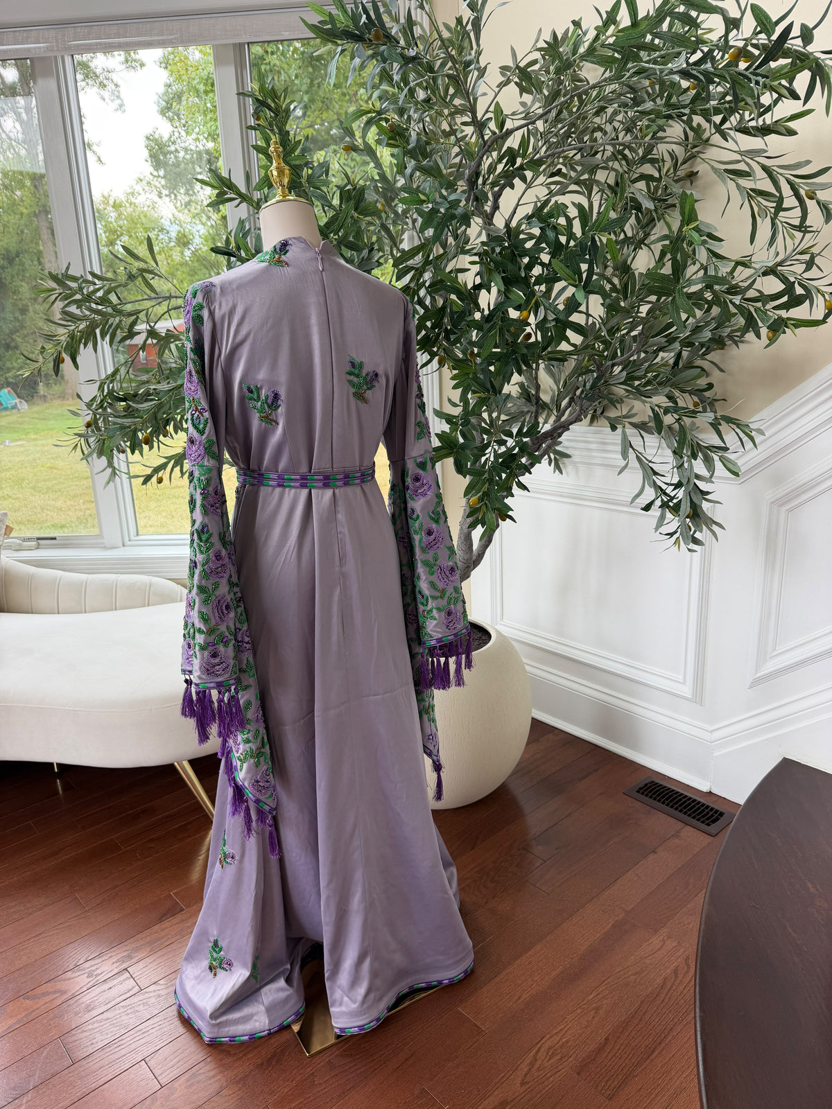 Purple satin thobe (scarf not included)