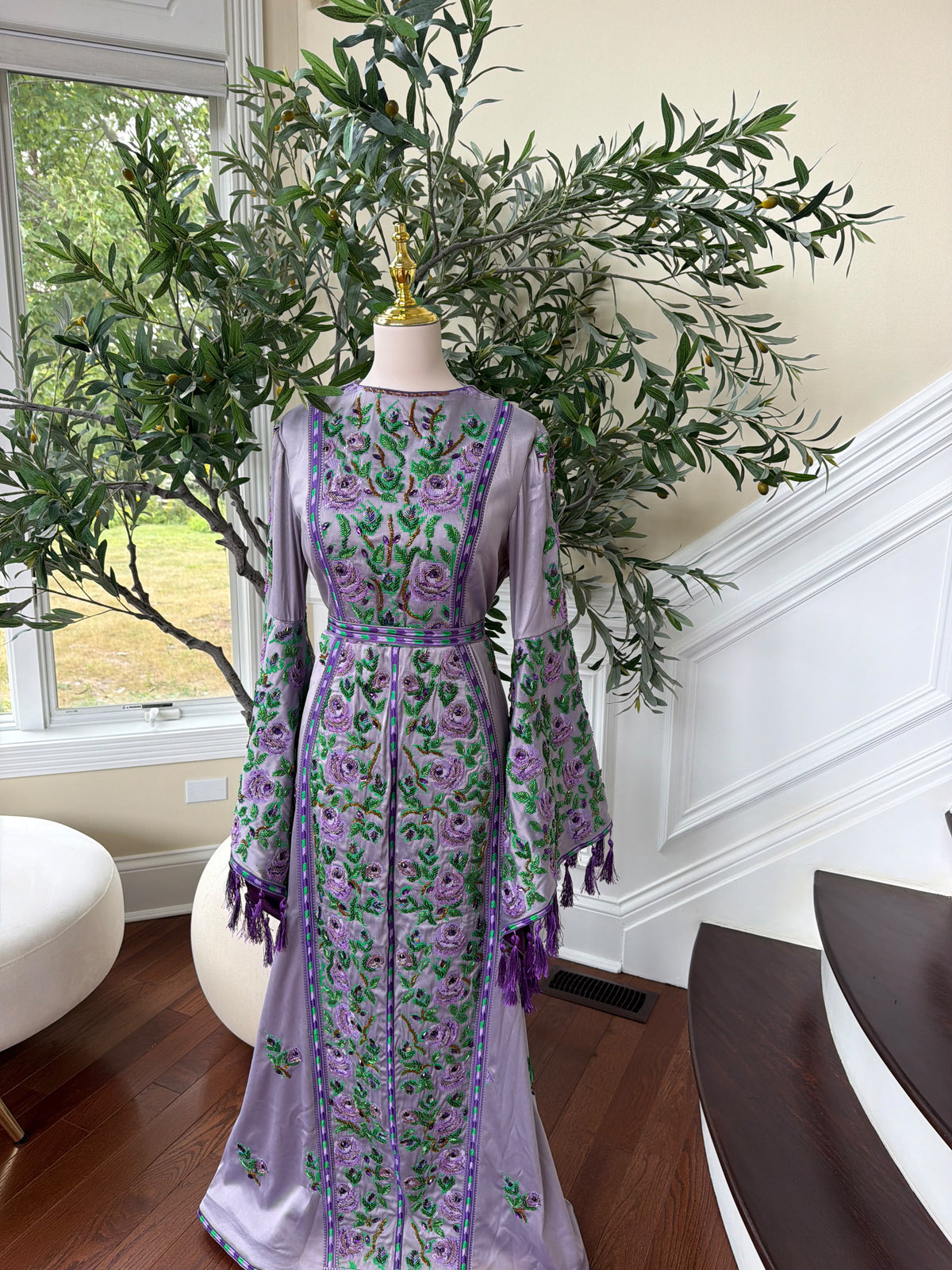 Purple satin thobe (scarf not included)