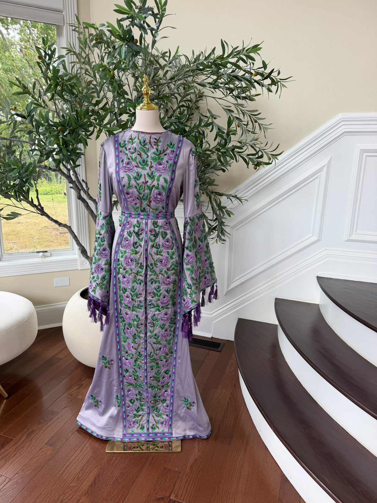 Purple satin thobe (scarf not included)
