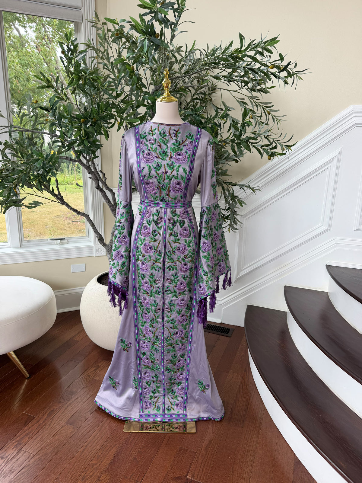 Purple satin thobe (scarf not included)