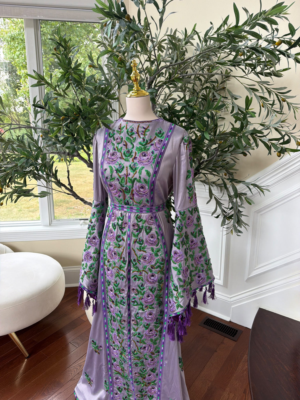 Purple satin thobe (scarf not included)