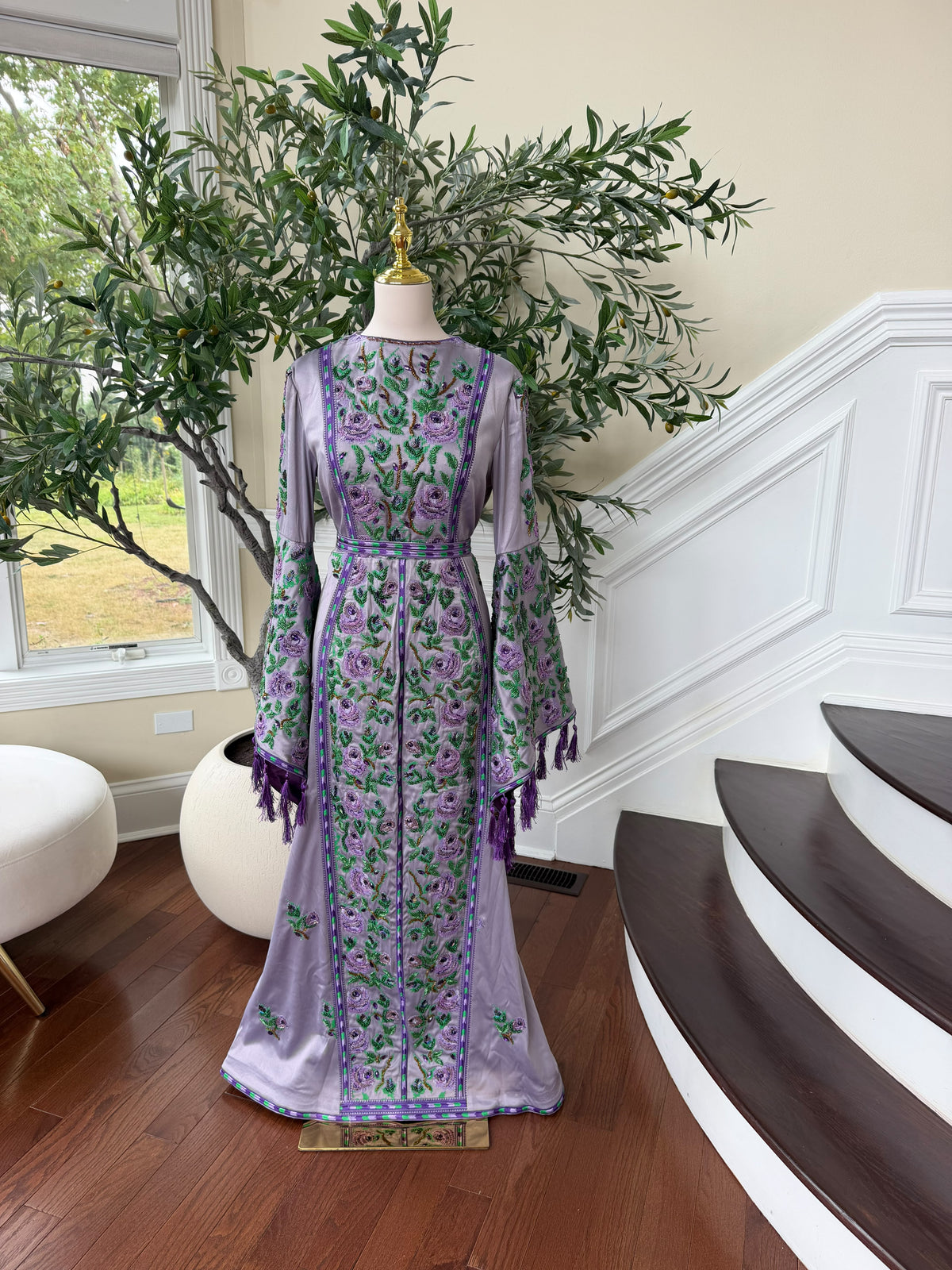 Purple satin thobe (scarf not included)