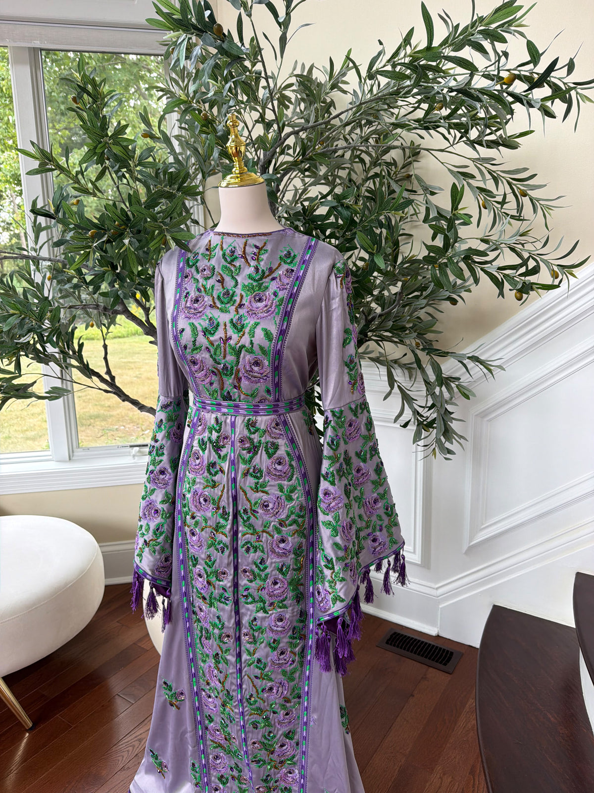 Purple satin thobe (scarf not included)