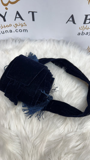 Gorgeous velvet Cashmere Belt navy blue