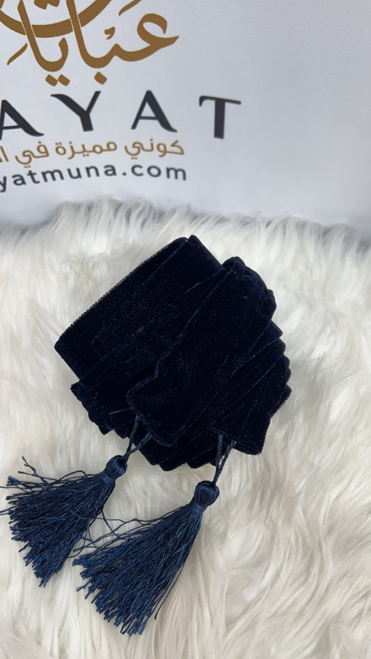 Gorgeous velvet Cashmere Belt navy blue