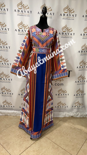 Traditional Embroidered Palestinian Thobe With Belt  -1286531