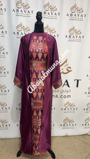 3 pieces Embroidery Bisht tatreez With Matching Dress #4388