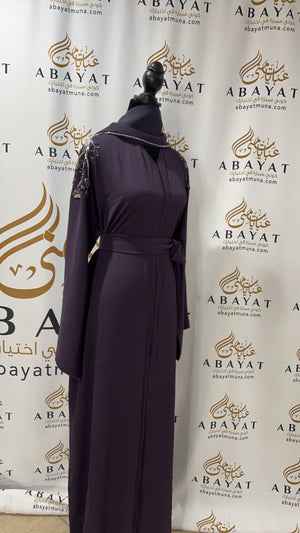 Purple Abaya with stone 9199327