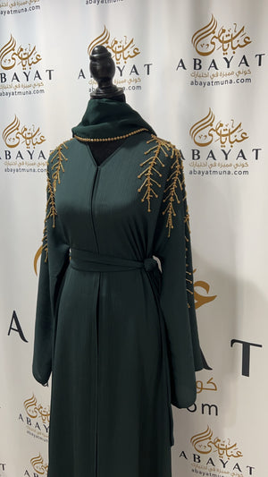 Emerald Golden Green Charm Abaya